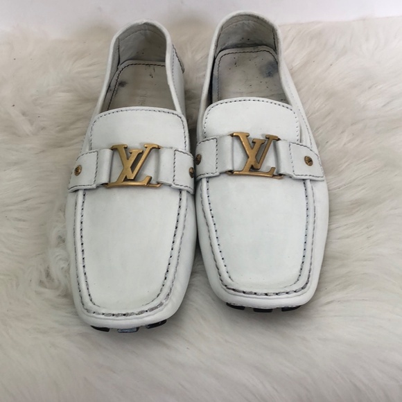 Louis Vuitton Mens White Leather Slip-On Low Top Loafer Shoes Size 13 - Picture 3 of 8
